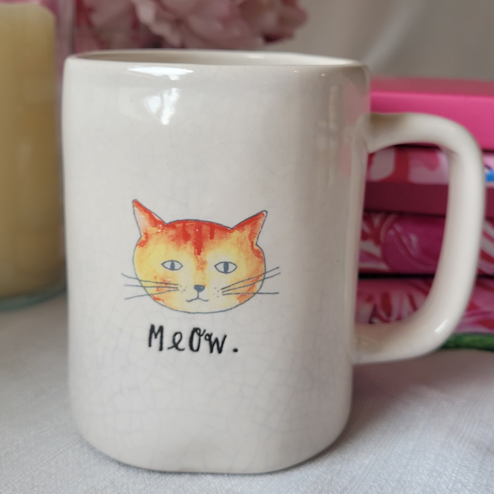 Rae Dunn Ginger Tabby "Meow" Mug